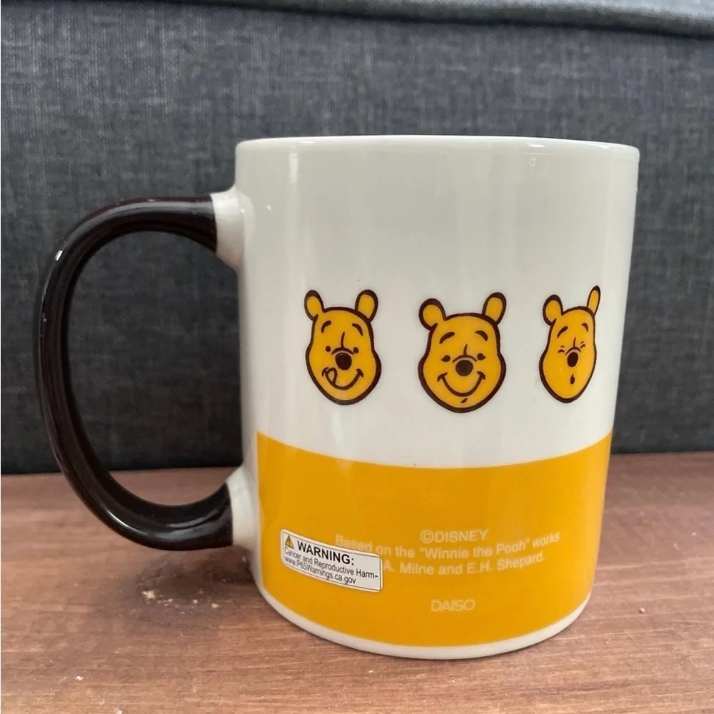 Japanese Daiso Yellow & Black Disney Winnie the Pooh Coffee Mug - Picture 2 of 2